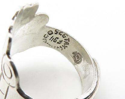 MEXICO 925 Silver  Vintage Warrior Head Adjustable Band Ring Sz 7  RG17511
