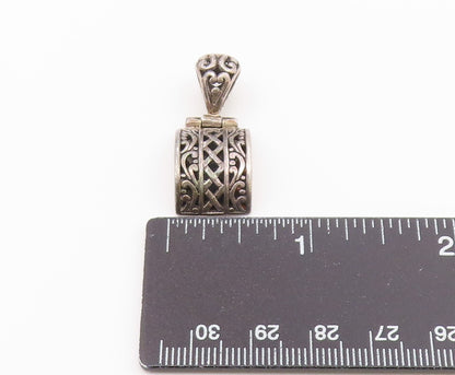 925 Sterling Silver  Vintage Shiny Patterned Dome Drop Pendant  PT18873