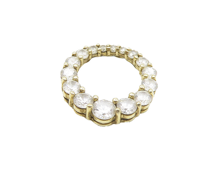 925 Sterling Silver  Cubic Zirconia Gold Plated Open Circle Pendant  PT14438