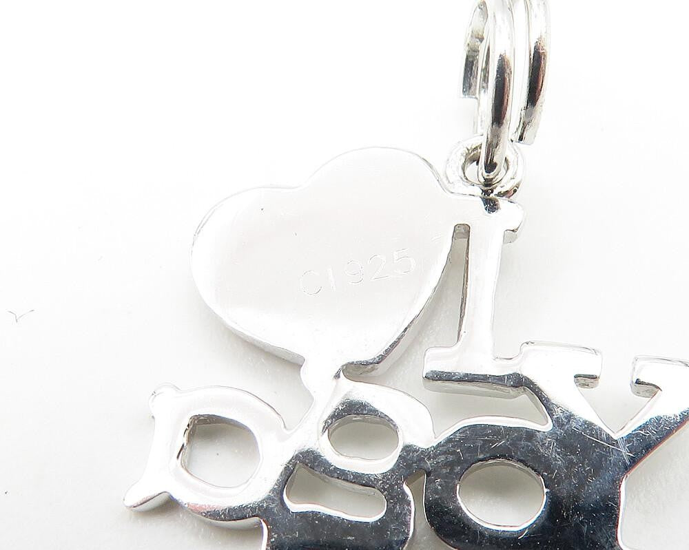 925 Sterling Silver  Enamel Detail I Love Yoga Shiny Drop Pendant  PT9276