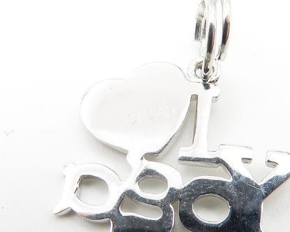925 Sterling Silver  Enamel Detail I Love Yoga Shiny Drop Pendant  PT9276