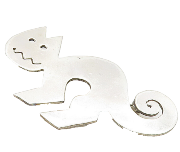 ANDES 925 Sterling Silver  Vintage Shiny Spiral Tailed Cat Brooch Pin  BP3415