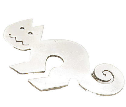 ANDES 925 Sterling Silver  Vintage Shiny Spiral Tailed Cat Brooch Pin  BP3415