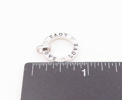925 Sterling Silver   Vintage Cubic Zirconia Love Stamped Pendant  PT18264