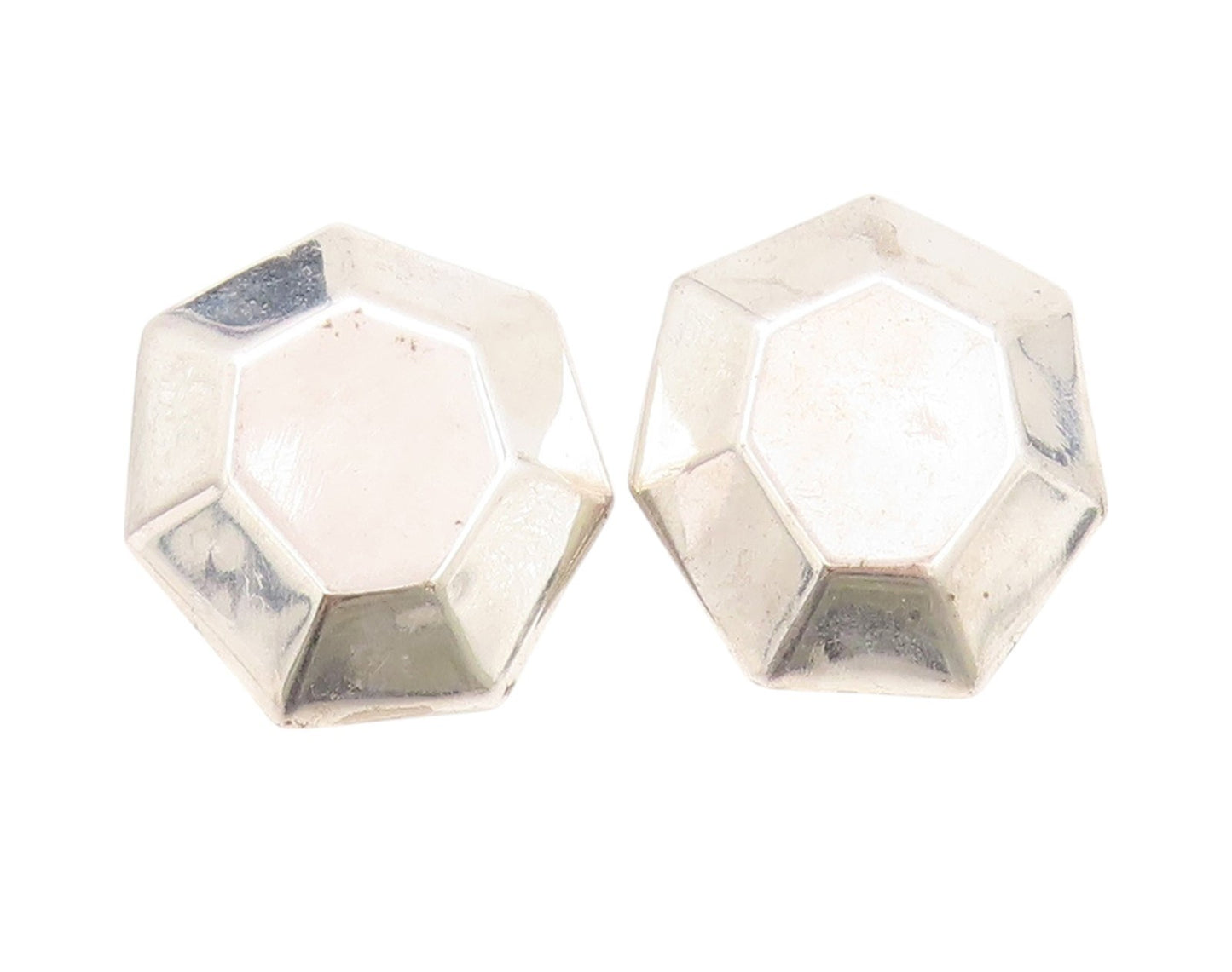 925 Sterling Silver Vintage Earrings Modernist Large Honey Comb Design  EG13550