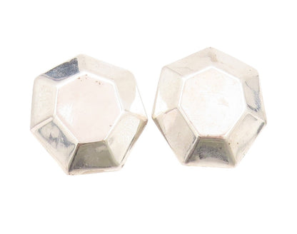 925 Sterling Silver Vintage Earrings Modernist Large Honey Comb Design  EG13550