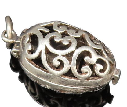 925 Sterling Silver  Vintage Open Scroll Sphere Pendant (OPENS)  PT20909
