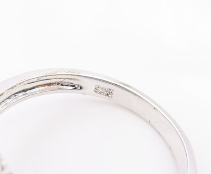 925 Sterling Silver Vintage Ring Sapphire Halo Topaz Flower Band  Sz 7  RG35635