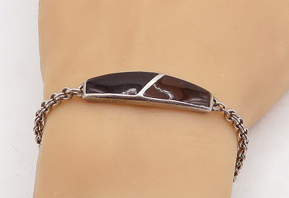 MONET 925 Sterling Silver  Vintage Enamel Double Link Chain Bracelet  BT2195