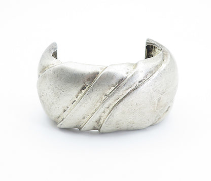 WS 925 Sterling Silver  Vintage Modernist Sculpted Large Cuff Bracelet  BT3361