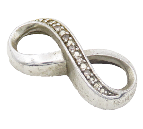 925 Sterling Silver  Vintage Genuine Diamonds Infinity Loop Pendant  PT15150