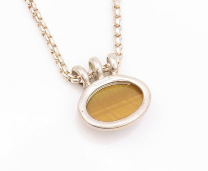 925 Sterling Silver Vintage Necklace ESPO SIG Oval Cabochon Tiger's Eye  NE4551