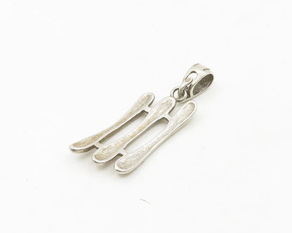 925 Sterling Silver  Vintage Shiny Smooth Fence Design Drop Pendant  PT14842