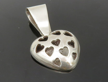 925 Sterling Silver  Vintage Cutout Love Heart Dome Drop Pendant  PT10087