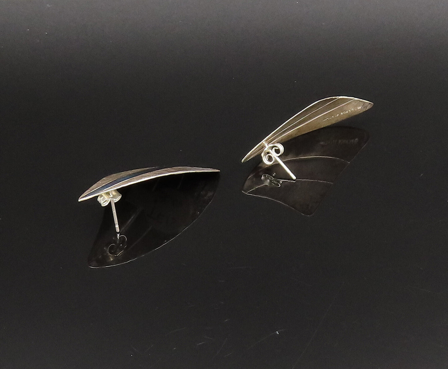 PEARCE 925 Silver  Vintage Polished & Hammered Wings Drop Earrings  EG12137