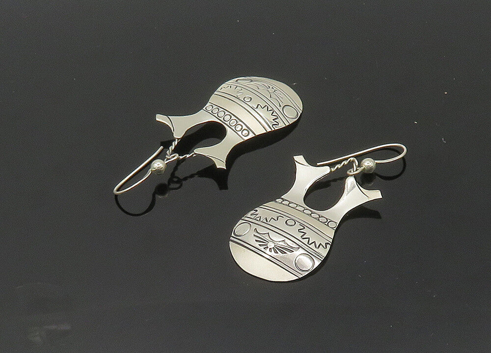 SILVER CLOUD 925 Sterling Silver  Vintage Etched Vase Dangle Earrings  EG10466