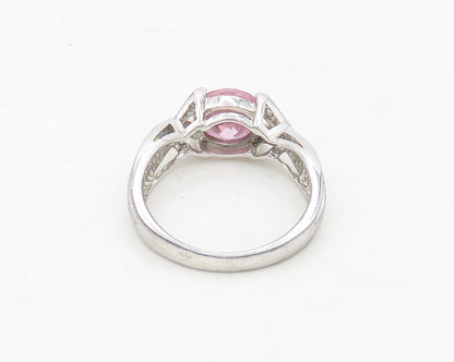 925 Sterling Silver  Pink Cubic Zirconia Ribbon Split Band Ring Sz 7.5 RG19126