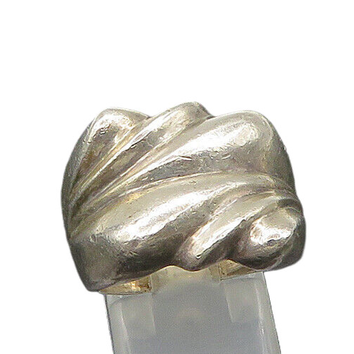 MEXICO 925 Sterling Silver  Vintage Sculpted Shiny Band Ring Sz 6  RG21942