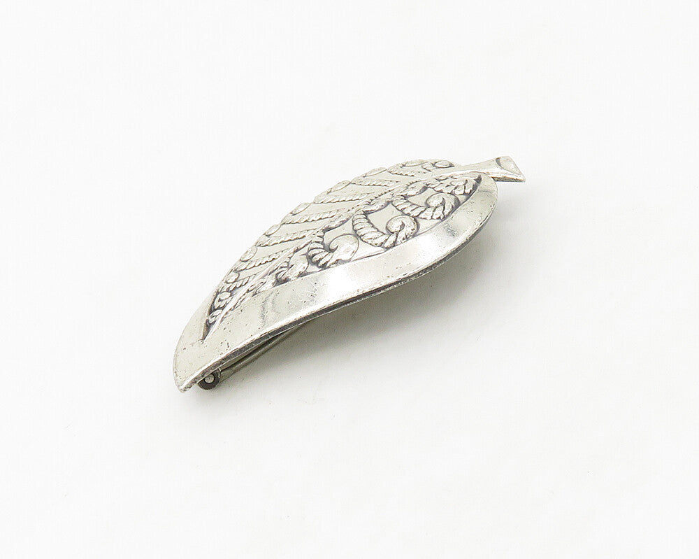 DANECRAFT 925 Sterling Silver  Vintage Swirly Floral Leaf Brooch Pin  BP6752