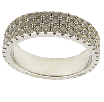 925 Sterling Silver  Vintage Cubic Zirconia Encrusted Band Ring Sz 5  RG18697