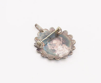925 Sterling Silver Vintage Brooch Pin MAYA TAXCO Enameled Flower  BP10913