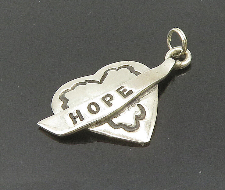 925 Sterling Silver  Shiny Hope Etched Petite Love Heart Pendant  PT14485