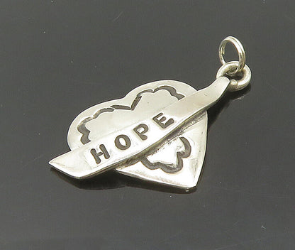 925 Sterling Silver  Shiny Hope Etched Petite Love Heart Pendant  PT14485