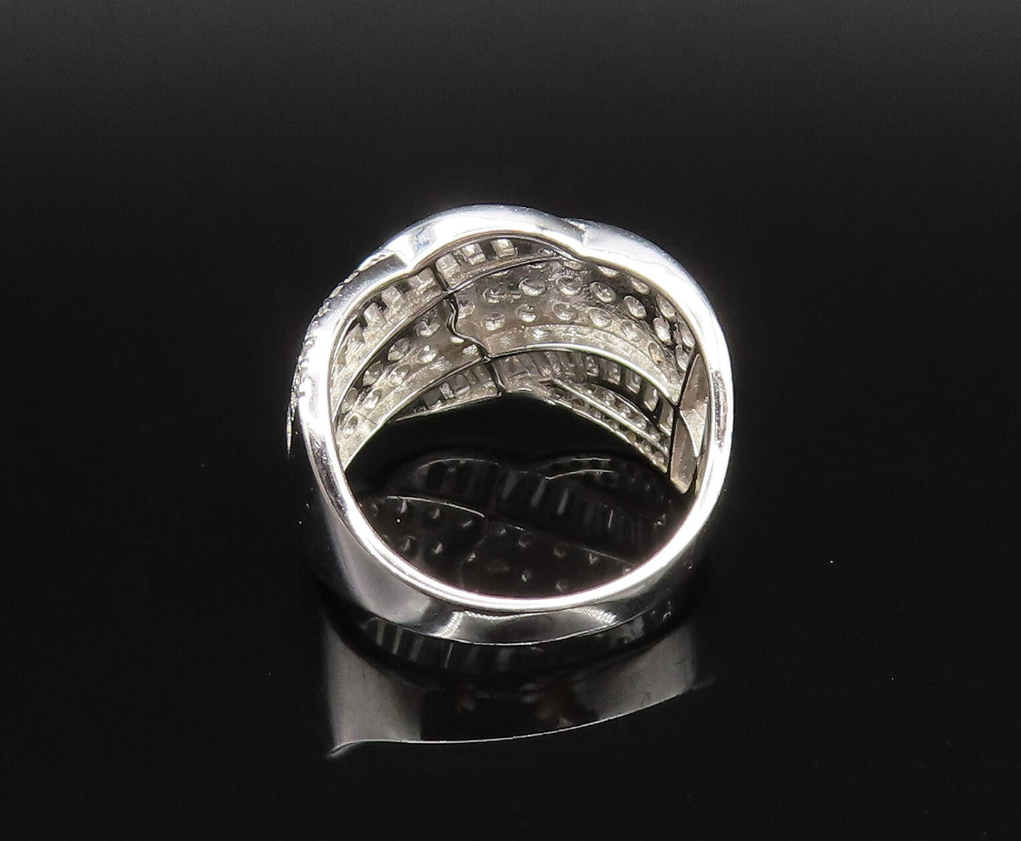 925 Silver  Vintage Multi Shape Cubic Zirconia Swirl Band Ring Sz 7  RG25900