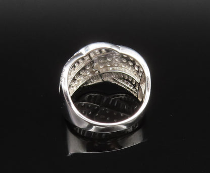 925 Silver  Vintage Multi Shape Cubic Zirconia Swirl Band Ring Sz 7  RG25900