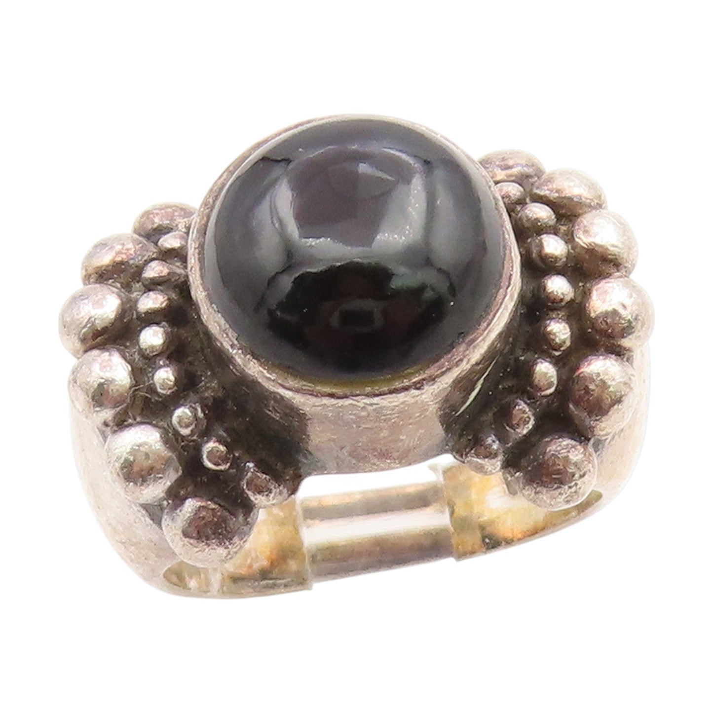 925 Sterling Silver Vintage Ring Cabochon Onyx Statement Band  Sz 6.5  RG34869