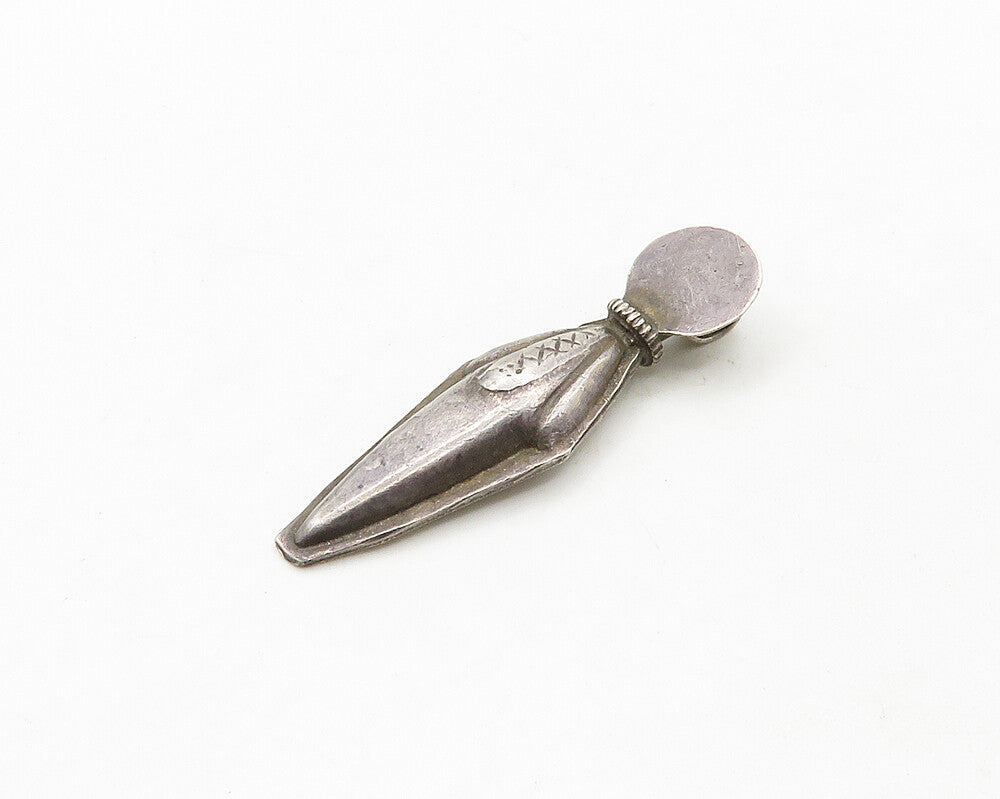925 Sterling Silver  Vintage Dark Tone Etched Pointed Drop Pendant  PT15488