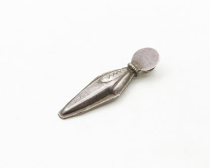 925 Sterling Silver  Vintage Dark Tone Etched Pointed Drop Pendant  PT15488