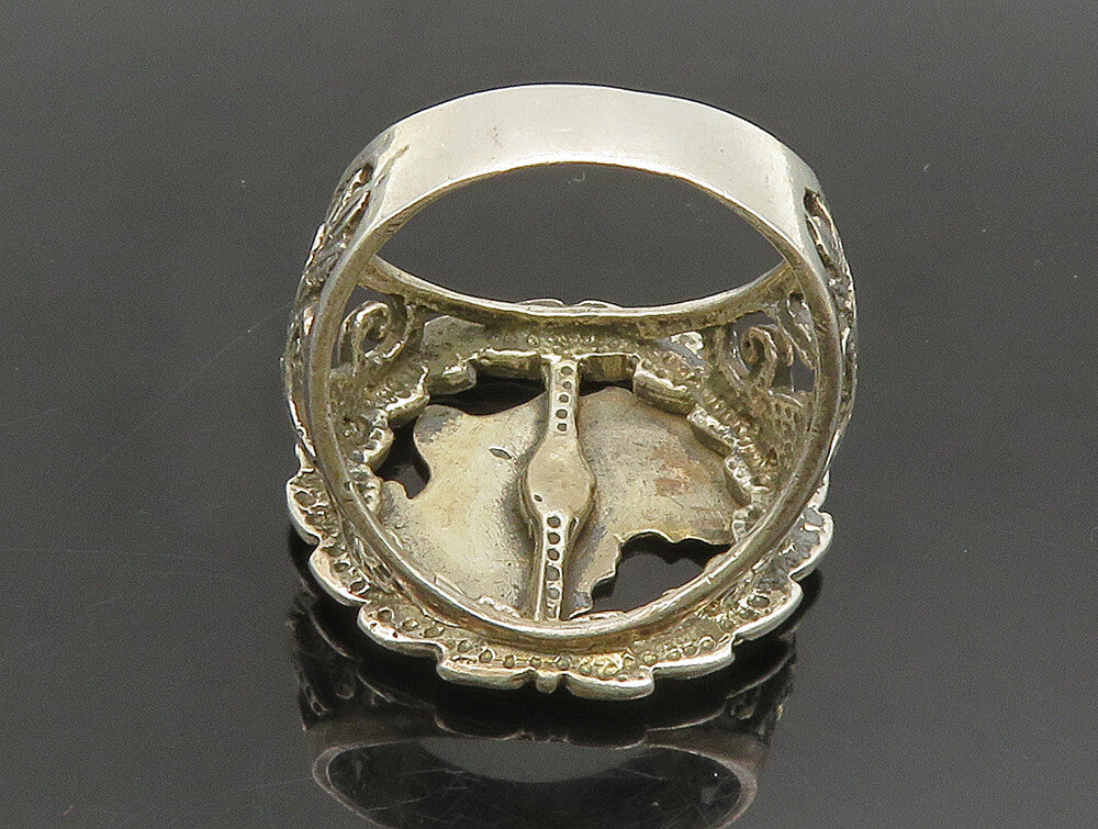 EUROPEAN 925 Silver  Vintage Abstract Cut Out Leaf Scroll Ring Sz 11  RG24396
