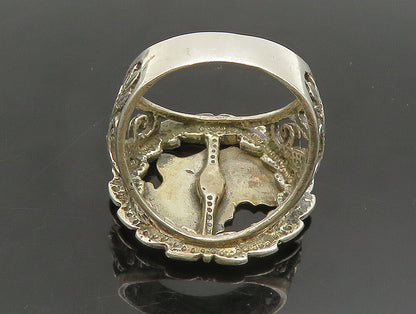EUROPEAN 925 Silver  Vintage Abstract Cut Out Leaf Scroll Ring Sz 11  RG24396