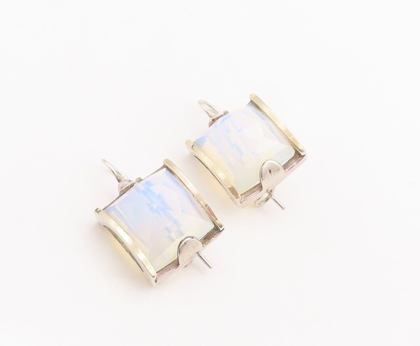 14k Gold 925 Sterling Silver Vintage Earrings Designer Fire Moonstone  EG13122