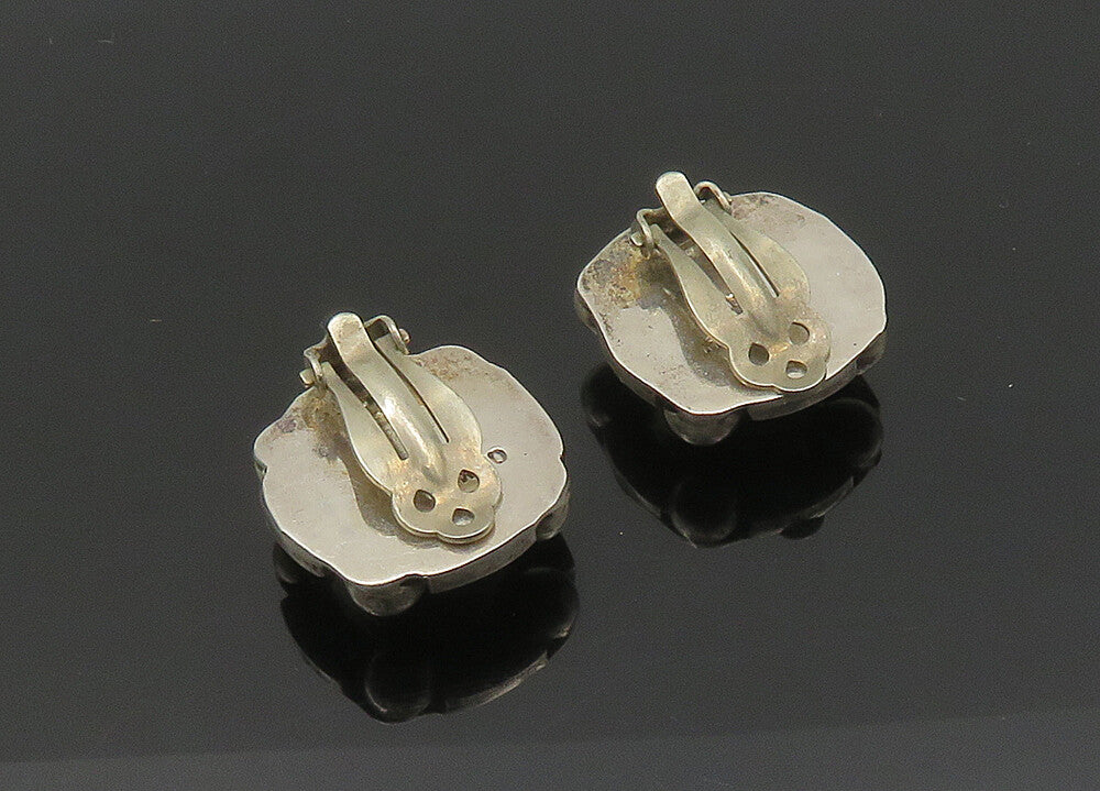 MEXICO 925 Sterling Silver  Vintage Shiny Dome Non Pierce Earrings  EG10398