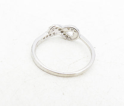 925 Sterling Silver  Genuine Diamonds Ribbon Design Band Ring Sz 8  RG8726