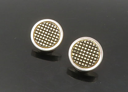 GES GESCH GERMANY 925 Silver   Vintage 2 Tone Etched Stud Earrings  EG11308