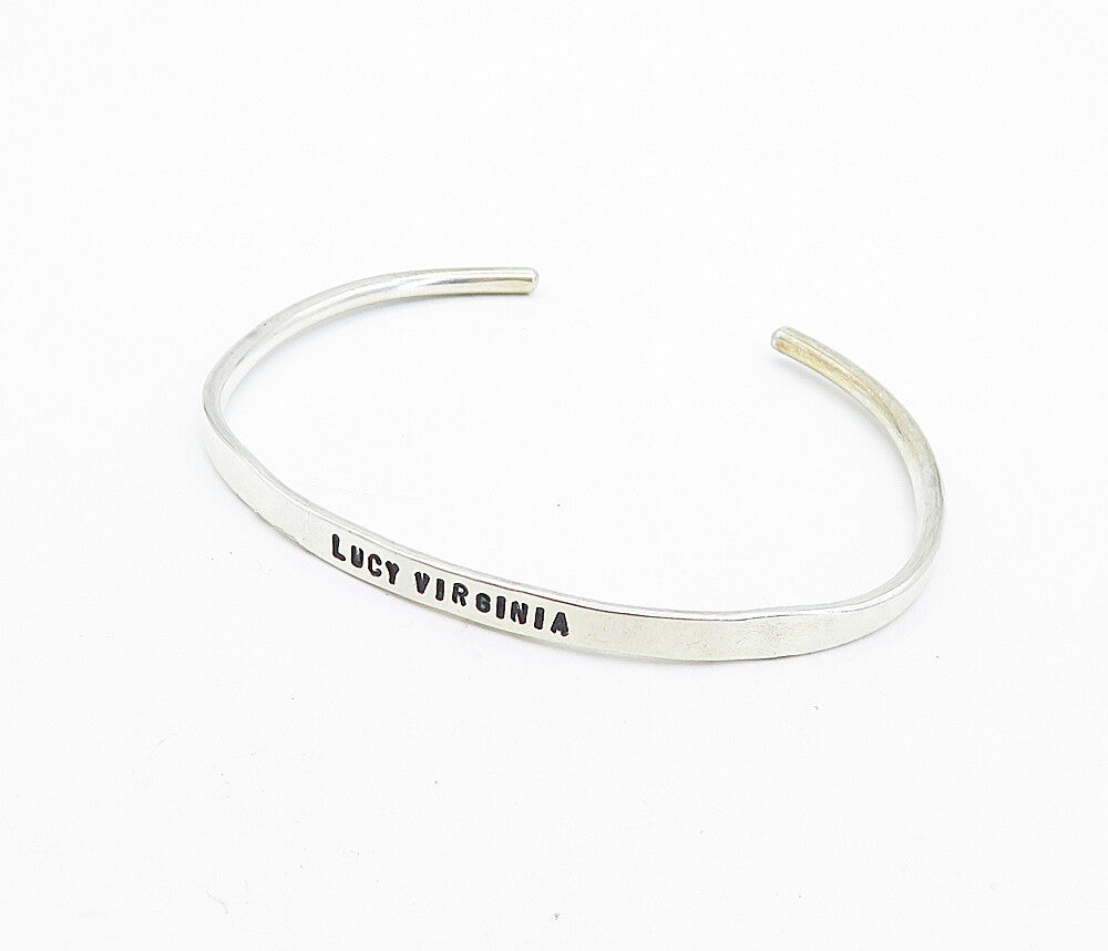 PRAXIS 925 Sterling Silver  Petite Lucy Virginia Stamped Cuff Bracelet  BT2778