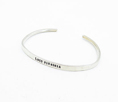 PRAXIS 925 Sterling Silver  Petite Lucy Virginia Stamped Cuff Bracelet  BT2778