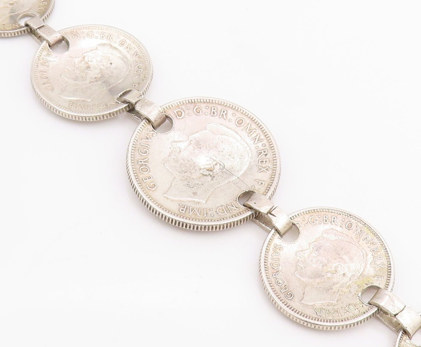 925 Sterling Silver Vintage Bracelet Antique Australian Florin Coin  BT11426