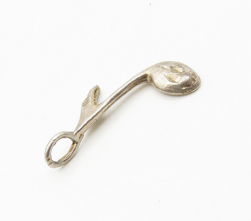 925 Sterling Silver   Vintage Petite Diamond Cut Music Notes Pendant  PT12754