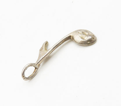 925 Sterling Silver   Vintage Petite Diamond Cut Music Notes Pendant  PT12754