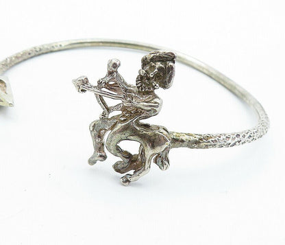 SHEBA 925 Silver  Vintage Antique Centaur Bow & Arrow Cuff Bracelet  BT2674