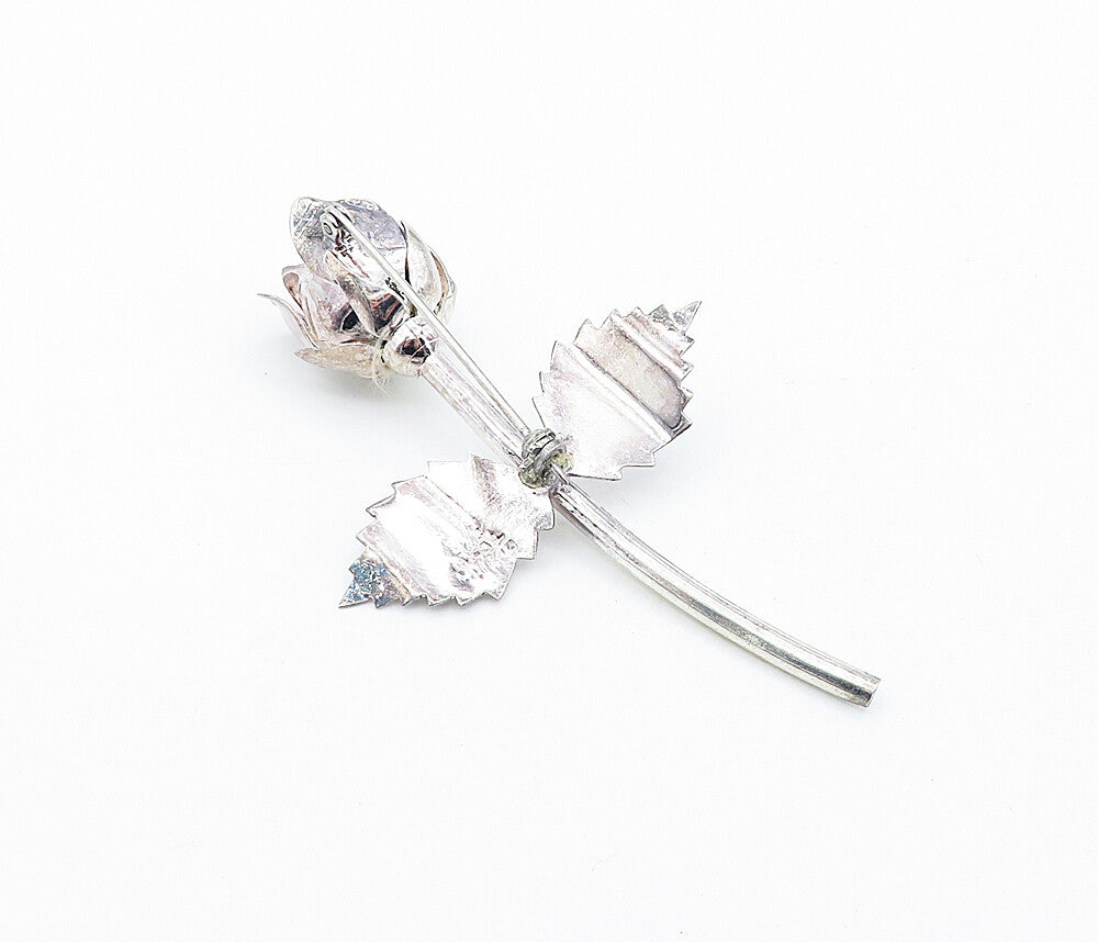 MEXICO 925 Sterling Silver  Vintage Shiny Sculpted Flower Brooch Pin  BP1166