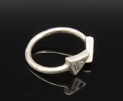 SATYA 925 Silver Vintage Engraved Single Topaz Triangle Ring Sz 7 RG25718