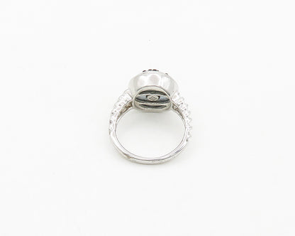 925 Silver   Vintage Black Crystal & Cubic Zirconia Band Ring Sz 7  RG19433