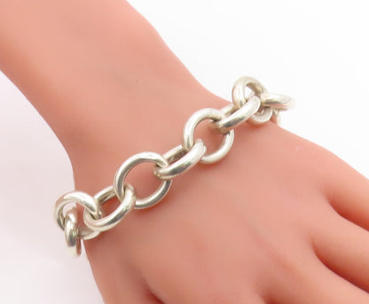 925 Sterling Silver Vintage Bracelet Geometric Interlocking Circle Link  BT12073
