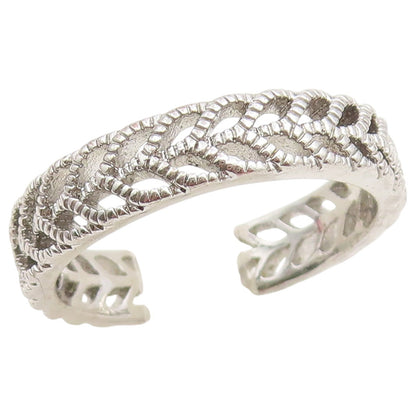 925 Sterling Silver Vintage Ring Minimalist Leaf Pattern Cutout  Sz 9  RG36711