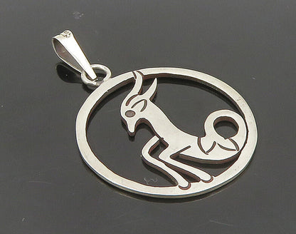 MEXICO 925 Sterling Silver  Vintage Gazelle Open Circle Animal Pendant PT14693